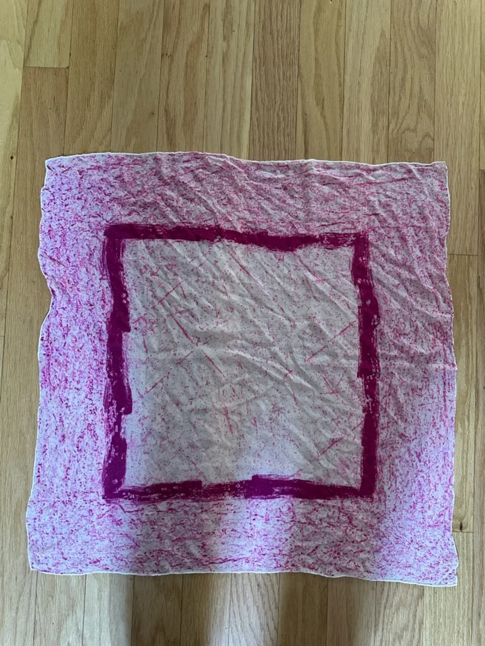 VINTAGE PINK WHITE ABSTRACT SILK SCARF SQUARE